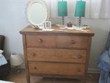 oak chest & deco lamps