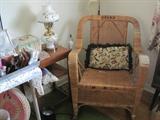 sewing basket & rattan rocker