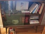 bookcase with sliding glass doors