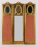 French 3-Fold Decorative Screen with mirror panel