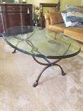 GLASS & CAST IRON DECORATIVE COFFEE TABLE