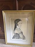Anna Grisacre, Fiancée du Jeune More - Hans Holbein L. N. FRAMED REPLICA