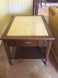 MARBLE TOP AND WOOD, MID CENTURY END TABLE... COORDINATING END TABLE PREVIOUS PHOTO