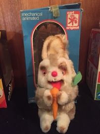 Carl original mechanical windup toy bunny with original box.