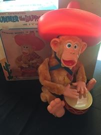 Drummer the happy monkey with original box.