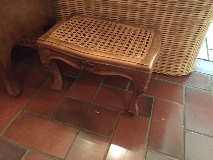 Woven wood footstool. 