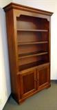 Display Shelving Unit with Lower Storage, Wood Inlay on Doors, Total of 6 Shelves