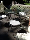 Outdoor black wrought iron furniture table and chairs