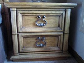 Thomasville hollywood regency​ king bedroom set (Sealy Posturepedic super clean mattress, dresser w/ mirror, pr night stands and gentleman's chest of drawers)