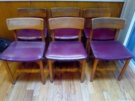 Set of 7 mid-century walnut chairs by The Gunlocke Company (one not pictured)