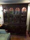 large hutch 66" wide 80" tall - very good quality - 2 piece