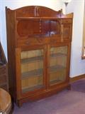 antique book case cabinet 46" wide 64" tall 