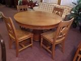 solid oak table & chairs