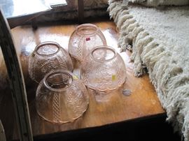 Pink depression glass lamp shades