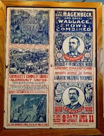 Double sided framed paper poster advertising the Hagenbeck and Wallace Circus appearing in St. Louis