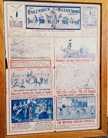  Double sided framed paper poster advertising the Hagenbeck and Wallace Circus appearing in St. Louis