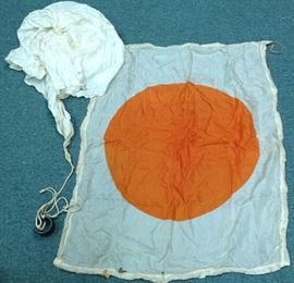 Japanese parachute and flag WW2