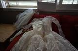 Vintage 1960 wedding dress and veil