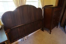 Vintage Bed frame and two matching dressers