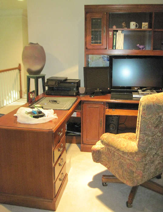 desk, credenza and chair