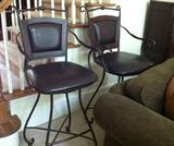 3 bar stools swivel leather seats, heavy