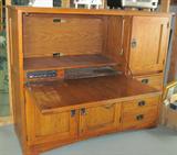 Oak computer desk wall unit