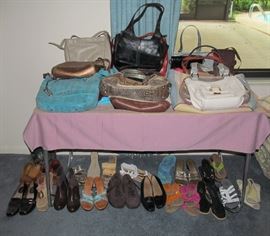 Purses and shoes, most shoes are size 9