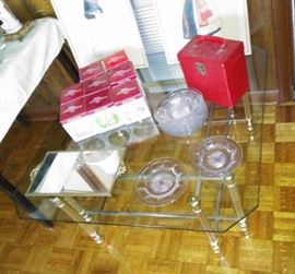 Brass and glass coffee table