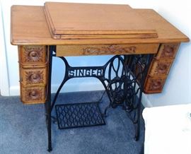 Recently refinished Singer cabinet.  Professionally finished, beautiful details, NO sewing machine