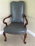 2 gooseneck arm leather chairs by Statesville Ross