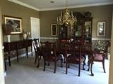 Dining room table, chairs, hutch and sideboard.  Mint condition