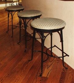 iron frame swivel top stools with heel rest