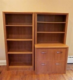 Matching book case and two-drawer file with bookcase top