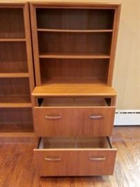 Two-file drawer unit with bookcase top