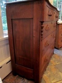 Antique four drawer chest, flame mahogany front, all hand construction, late 1800's.