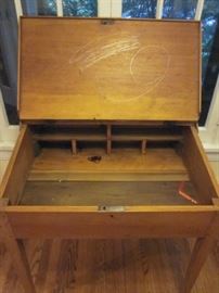 Vintage, solid wood flip top desk with cubbies (inside needs some cleaning).