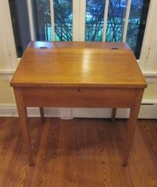 Vintage, solid wood flip top desk with cubbies (inside needs some cleaning).