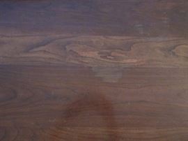 Two solid Cherry wood end or side tables, with shelf, two bottom drawers and brass pulls by Harden.  Tops have some staining from plants.  32" wide, 19" deep, 22" tall.