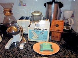 Vintage juicer, small appliances, Cutco knife block, etc.