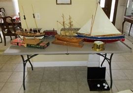 Custom made ships with one in progress by the Grandmaster Railroader himself 