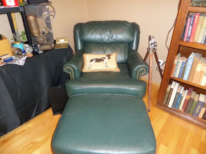LEATHER CHAIR & OTTOMAN