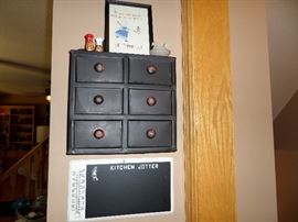 VINTAGE SPICE CABINET AND CHALKBOARD
