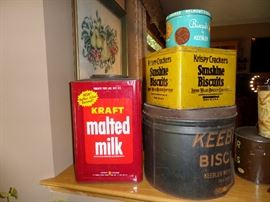 VINTAGE KRAFT TIN, SUNSHINE BISCUIT TIN, KEEBLER BISCUIT TIN