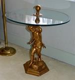 Glass Top Angel Accent Table 