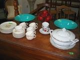Some vintage and contemporary dinnerware and serving pieces