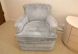 Blue Chenille Upholstered Armchair