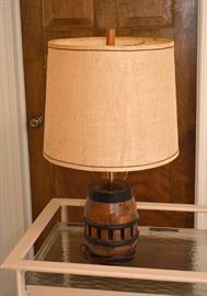 Vintage Wood Table Lamp (Barrel Base)