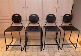 Set of 4 Black Metal Counter / Bar Stools