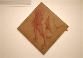 Hand-Stitched Nude Fabric Art on Supersuede