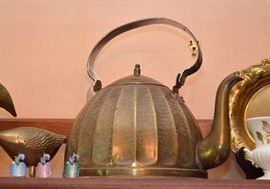 Vintage Brass Belgian Teapot (with Asian Script)